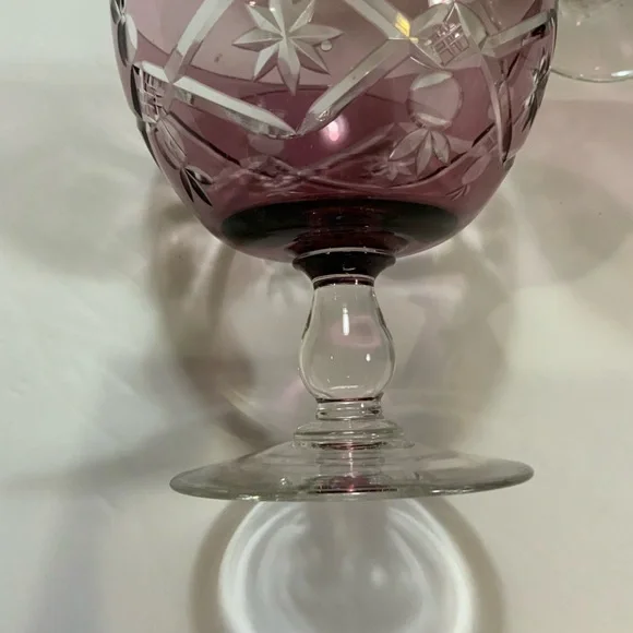 Sherbets Amethyst Purple Cut to Clear Set Lot 3 Glass Vintage - Picture 5 of 5